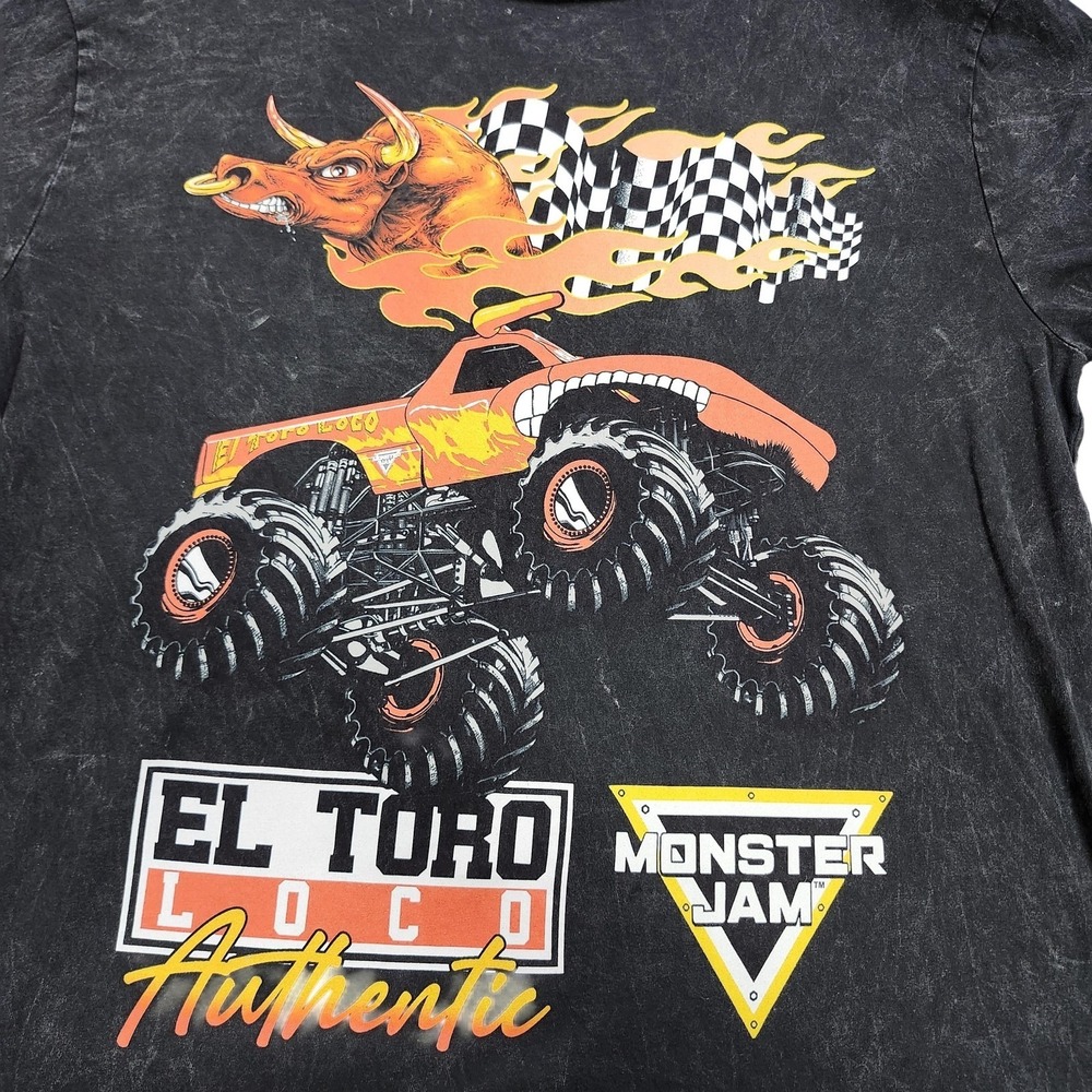 Monster Jam Shirt Mens XL Black El Toro Loco Monster Truck Graphic Tee Tagless